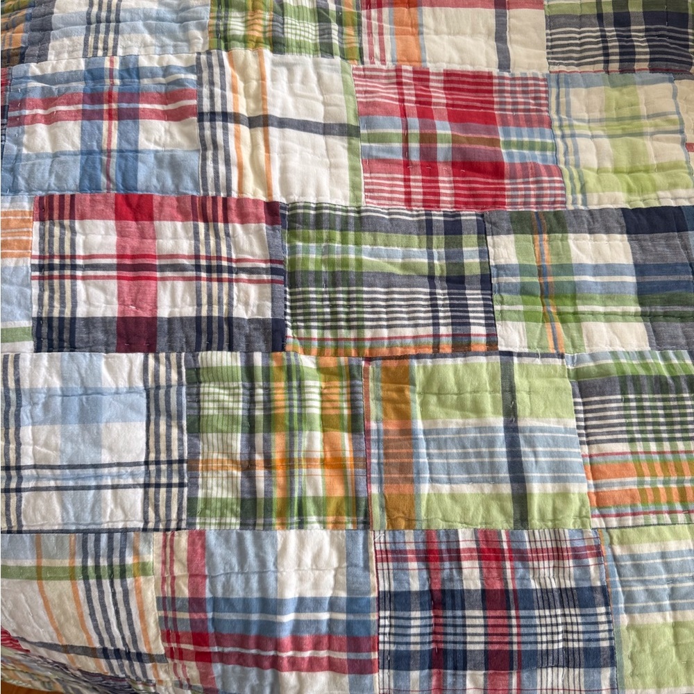 Pottery Barn Kids twin madras plaid quilt